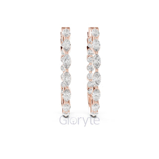 Marquise & Round Diamond Hoop Earrings