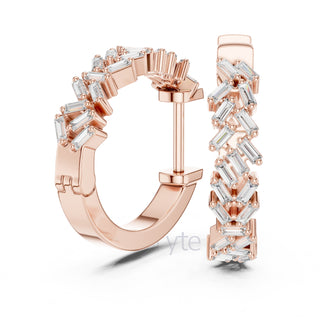 Baguette Cluster Hoop Earrings