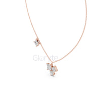 Princess Cluster Diamond Pendant Necklace