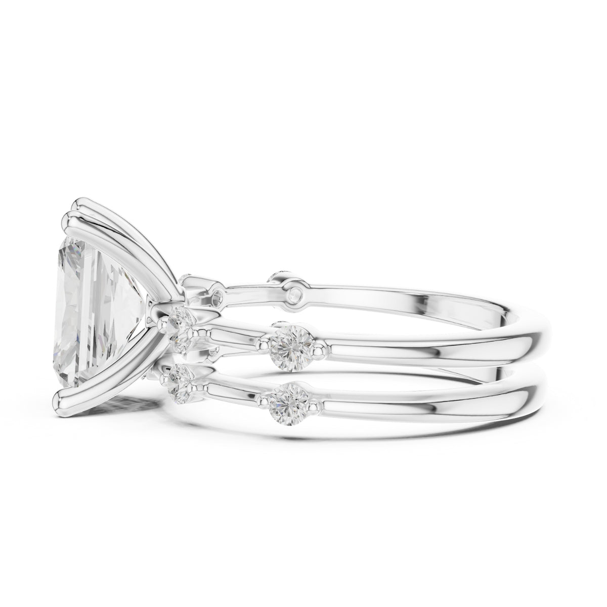 Diamond Bridal Set with Side Stones – 2.86 Carat