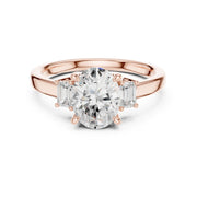 Three-Stone Diamond Engagement Rings | 1ct Center with Emerald Side Stones