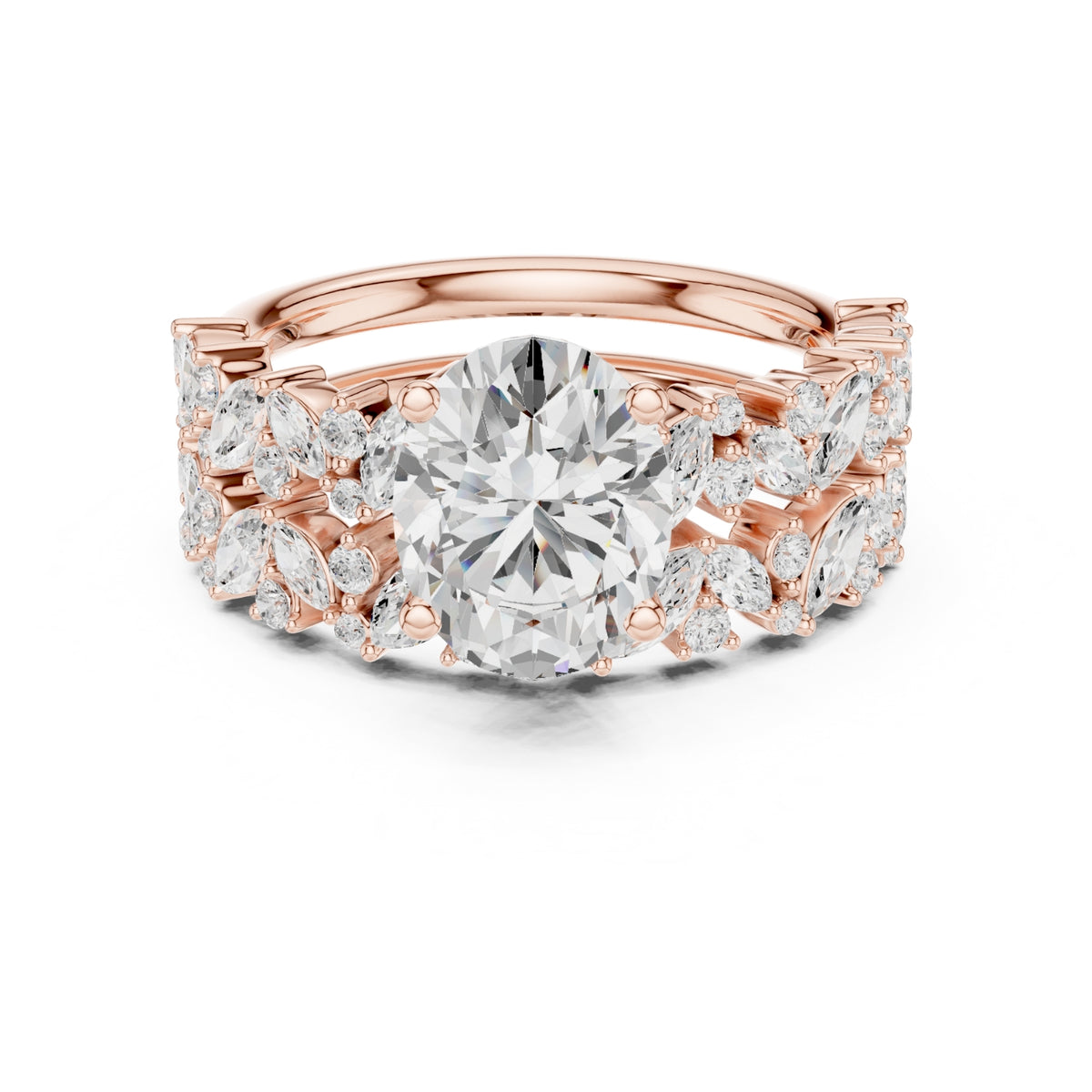 Floral & Round Diamond Cluster Ring – 3.70 CTW