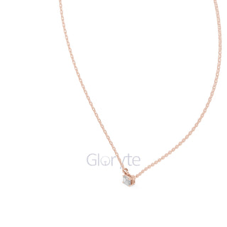 Emerald Cut Solitaire Diamond Pendant Necklace