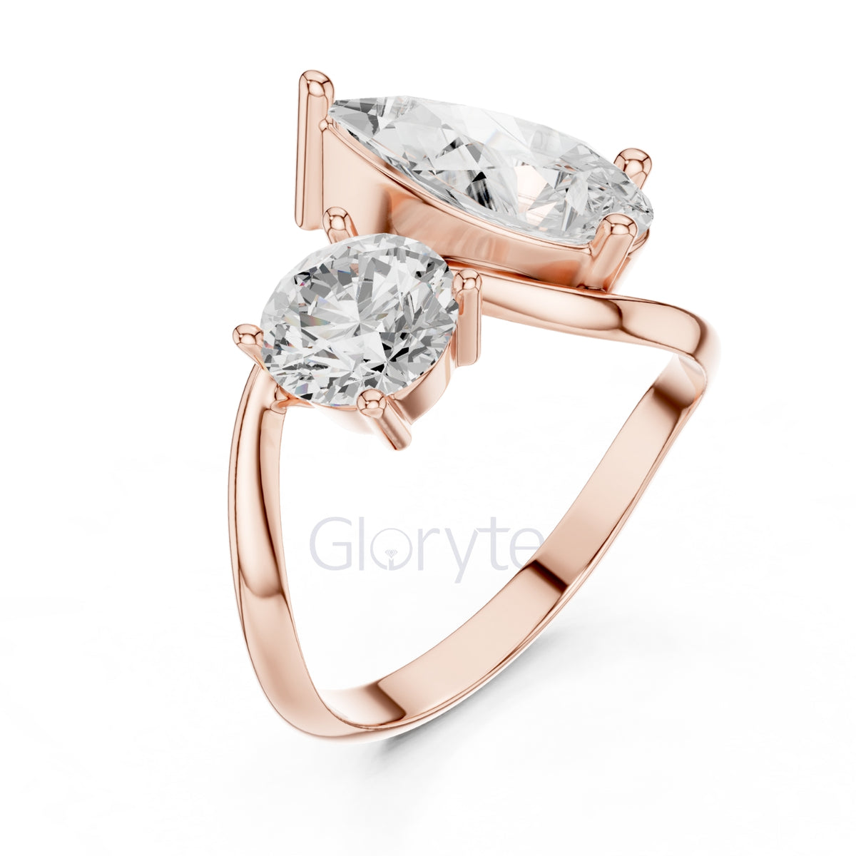 Two-Stone Round & Pear Diamond Ring