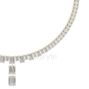 Emerald-Cut Diamond Tennis Necklace with Statement Drop