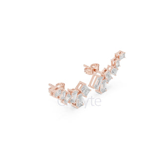 Emerald-Cut Diamond Cluster Earrings