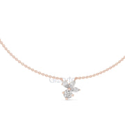 Diamond Floral Pendant Necklace with Marquise & Pear Cut Stones – Includes Chain
