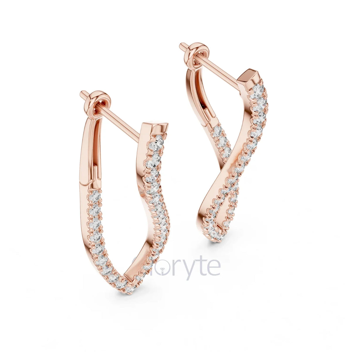 Twist Hoop Diamond Earrings with Modern Wave