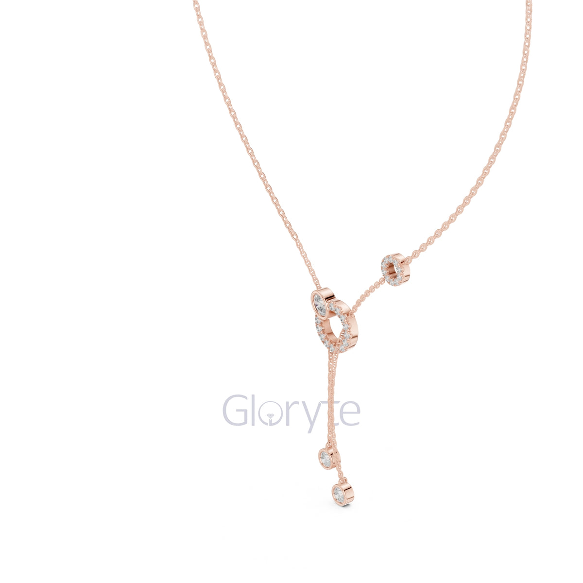 Interlocking Circle Drop Diamond Necklace