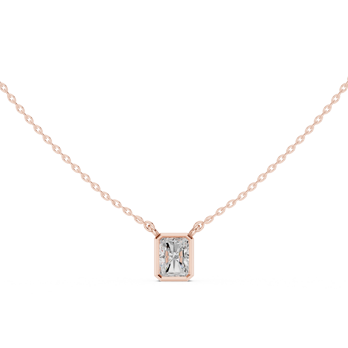 Diamond Solitaire Bezel Pendant Necklace