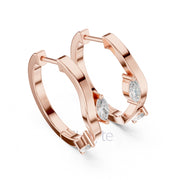 Wavy Marquise Diamond Hoop Earrings