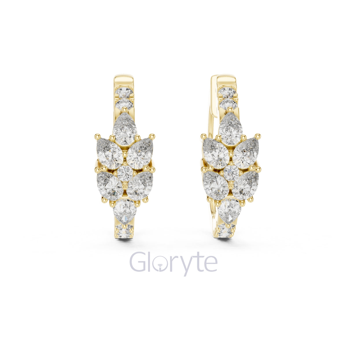 Pear & Round Diamond Hoop Earrings