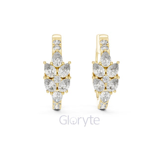 Pear & Round Diamond Hoop Earrings