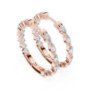 Marquise & Round Diamond Hoop Earrings