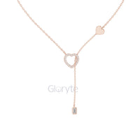 Diamond Heart Drop Pendant Necklace with Accent Chain – Includes Chain