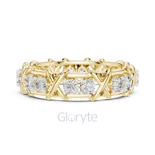 Criss-Cross Diamond Eternity Band – Round Cut