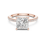 Diamond Engagement Ring with Hidden Halo & Pave Band