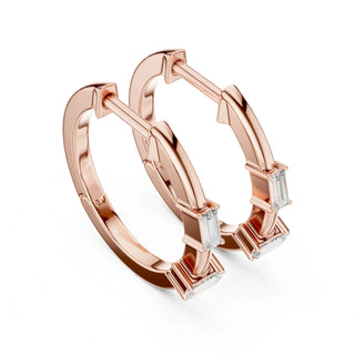 Minimalist Baguette Hoop Earrings