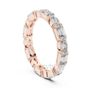 Emerald & Oval Cut Diamond Eternity Band