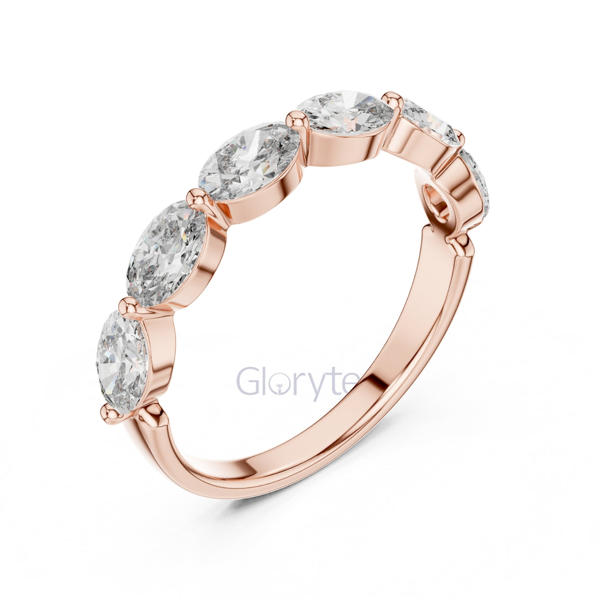 Oval Cut Half Eternity Ring