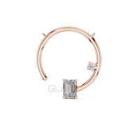 Open Circle Diamond Necklace with Emerald & Round Cut Accents