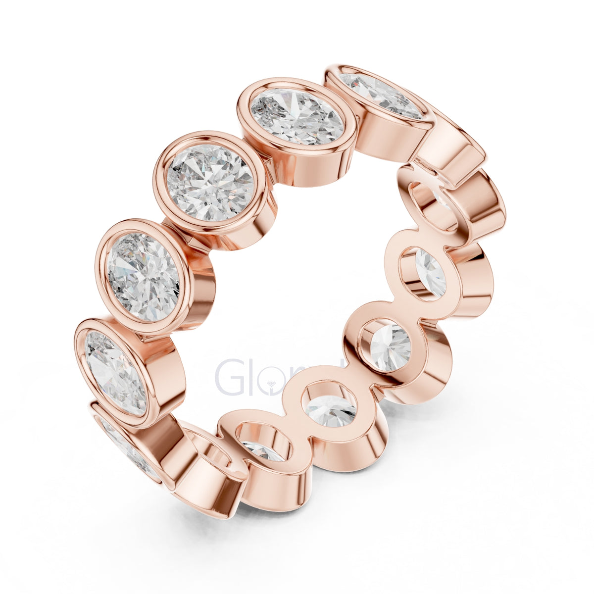 Oval Diamond Bezel-Set Eternity Band