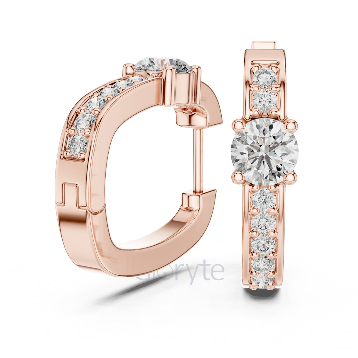 Classic Round Solitaire Diamond Hoop Earrings