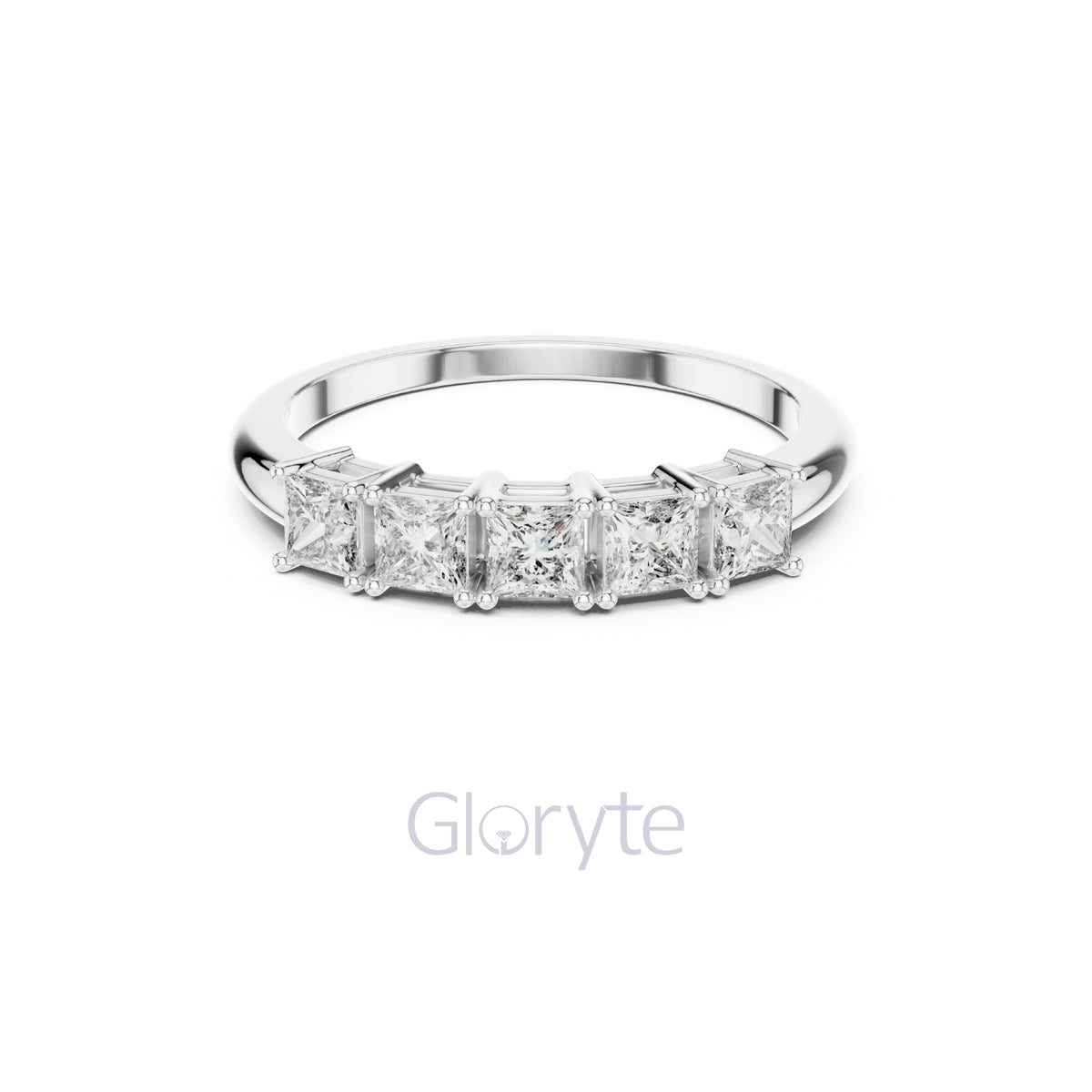 Princess Cut Five Stone Diamond Eternity Band Ring