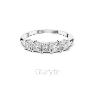 Princess Cut Five Stone Diamond Eternity Band Ring