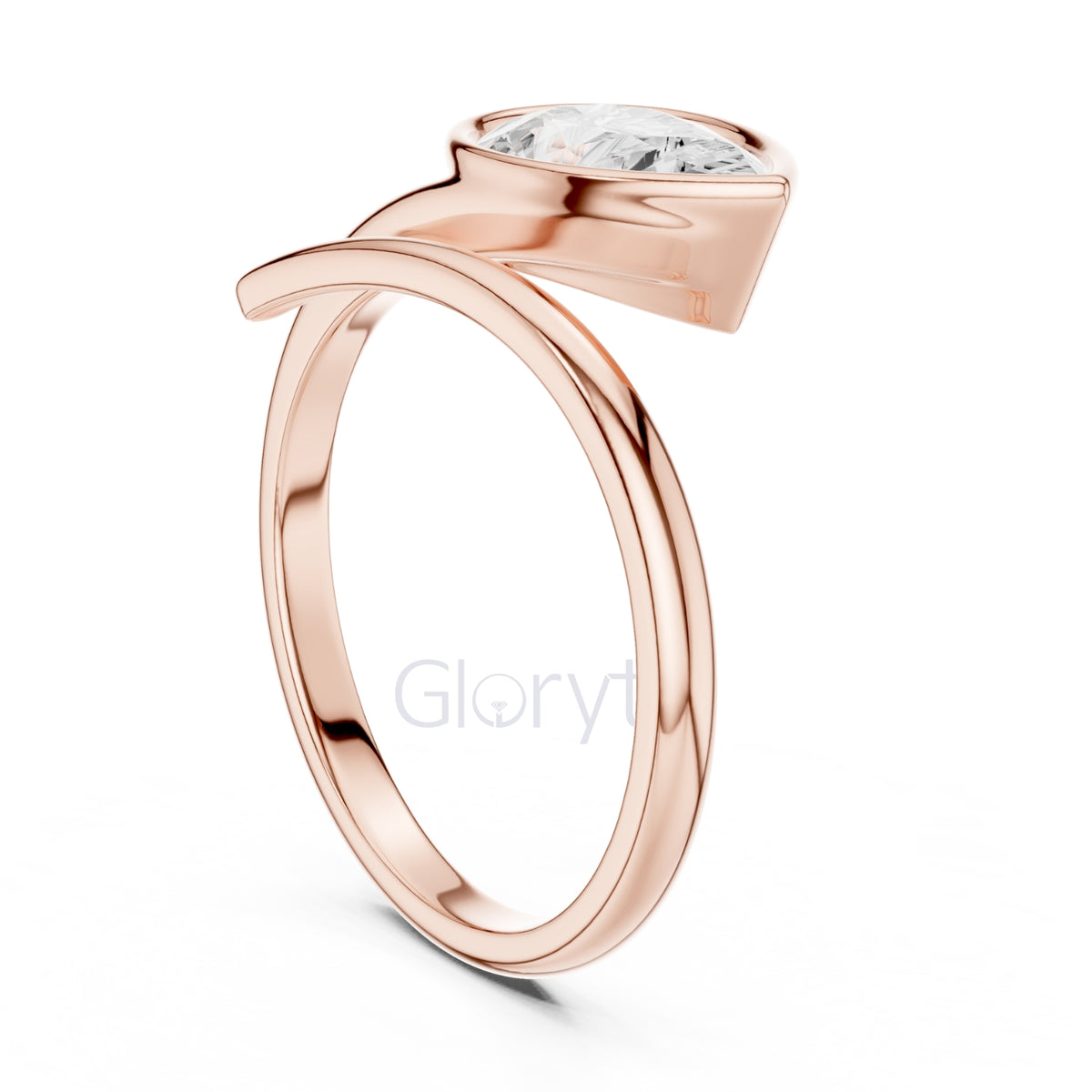 Pear Diamond Bypass Pinky Engagement Ring