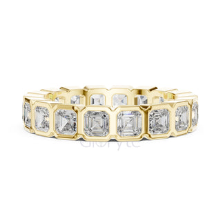 Asscher Cut Diamond Bezel-Set Eternity Band