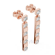Sleek Diamond Bar Drop Earrings