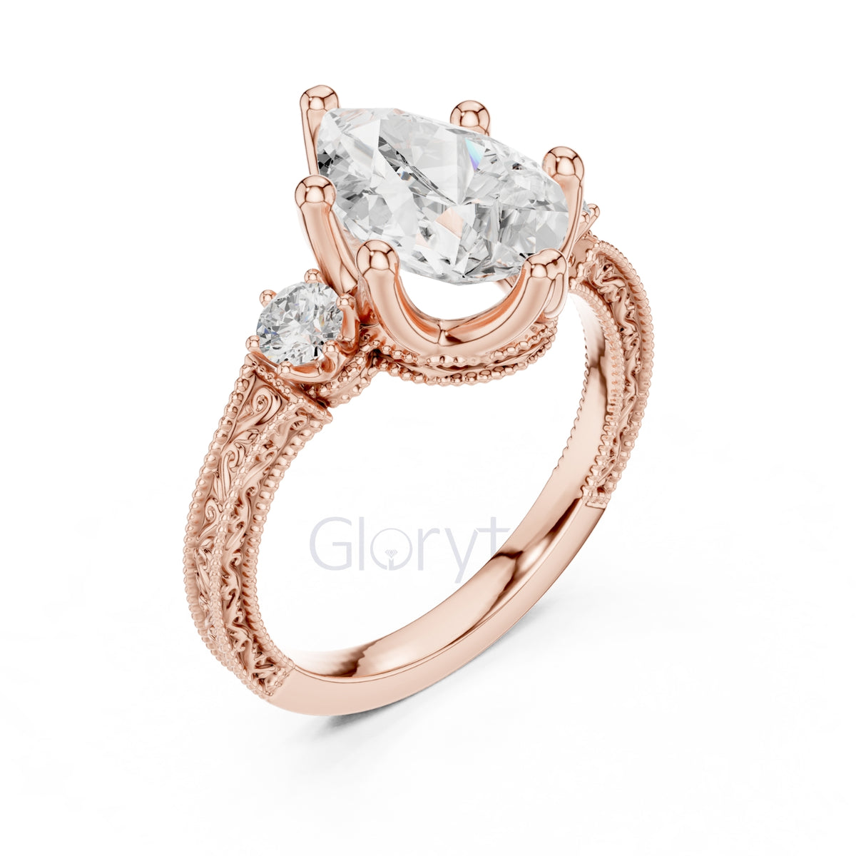 Pear Diamond Vintage Bridal Ring