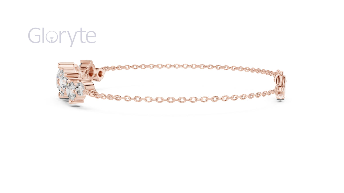 Cluster Round Cut Diamond Bracelet