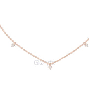 Minimalist Diamond Station Necklace with Round & Baguette Cut Diamonds – Includes Chain