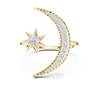 Moon & Star Diamond Ring in 925 Silver, 10K & 14K Gold – Lab-Grown Diamond / Moissanite