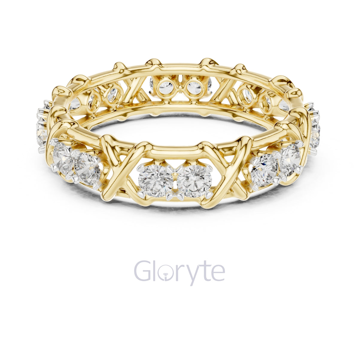 Criss-Cross Diamond Eternity Band – Round Cut