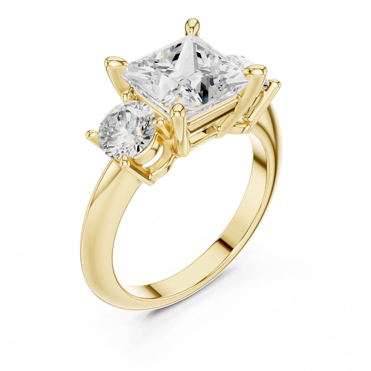 Three-Stone Diamond Engagement Ring | 2.5ct Center with Round Side Stones