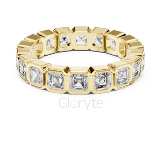 Asscher Cut Diamond Bezel-Set Eternity Band
