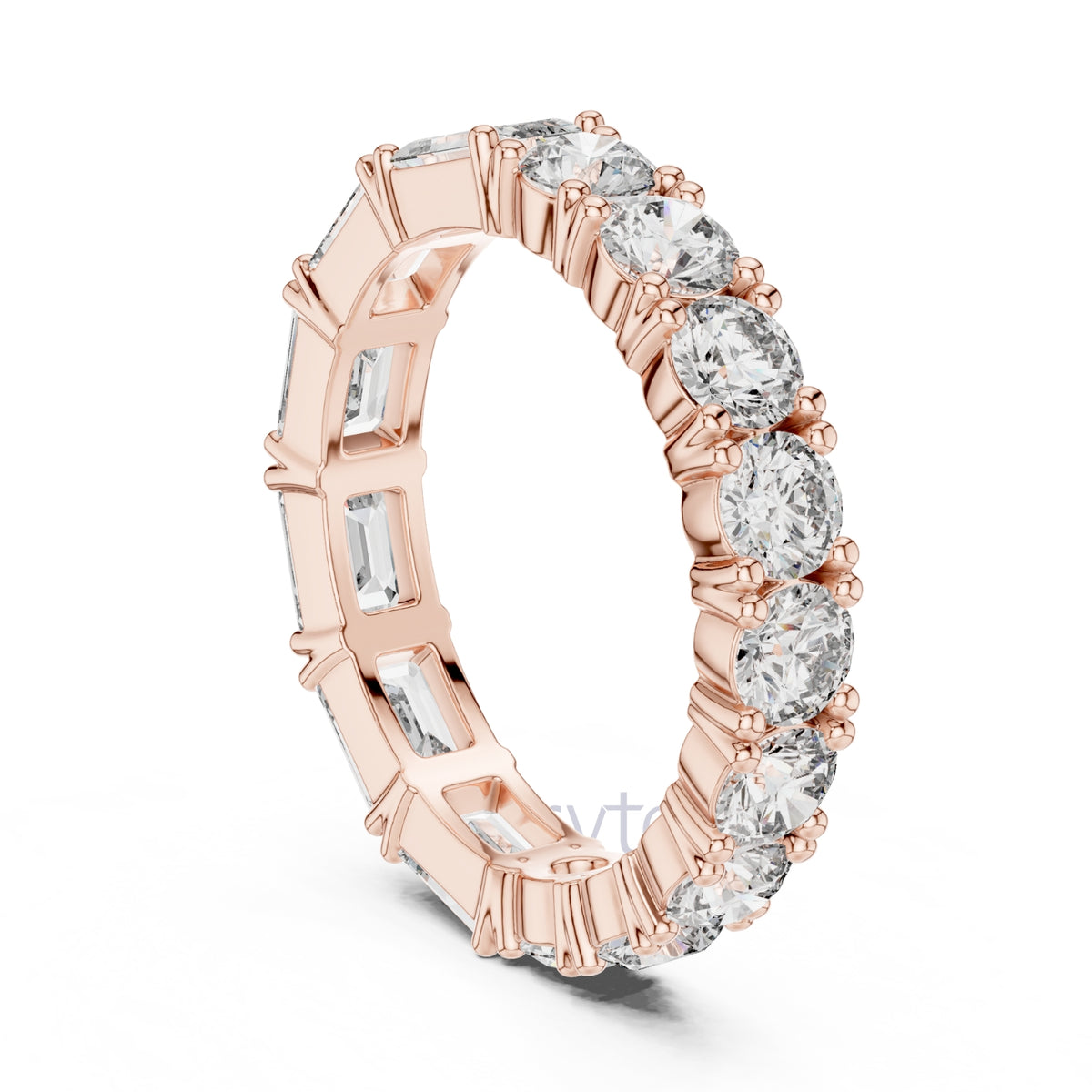 Emerald & Round Diamond Eternity Band