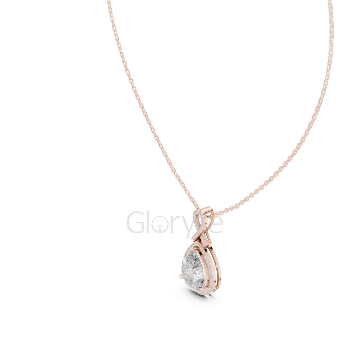 Infinity Halo Pear Pendant Necklace