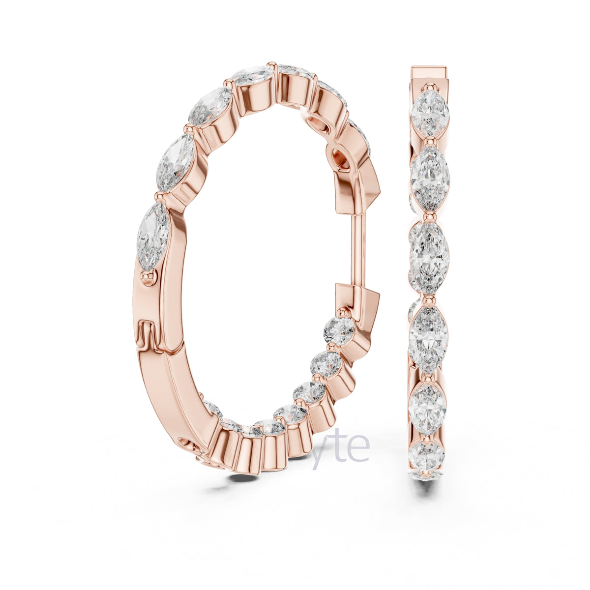 Marquise & Round Diamond Hoop Earrings