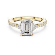 1 Carat Three-Stone Diamond Rings With Pave Band