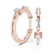 Minimalist Baguette Moissanite Hoop Earrings