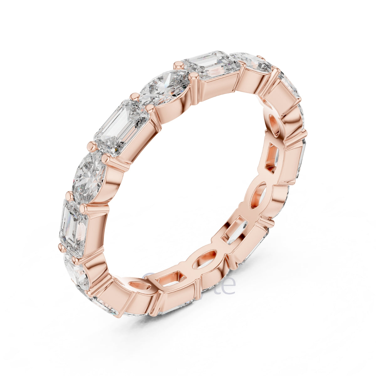 Emerald & Oval Cut Diamond Eternity Band