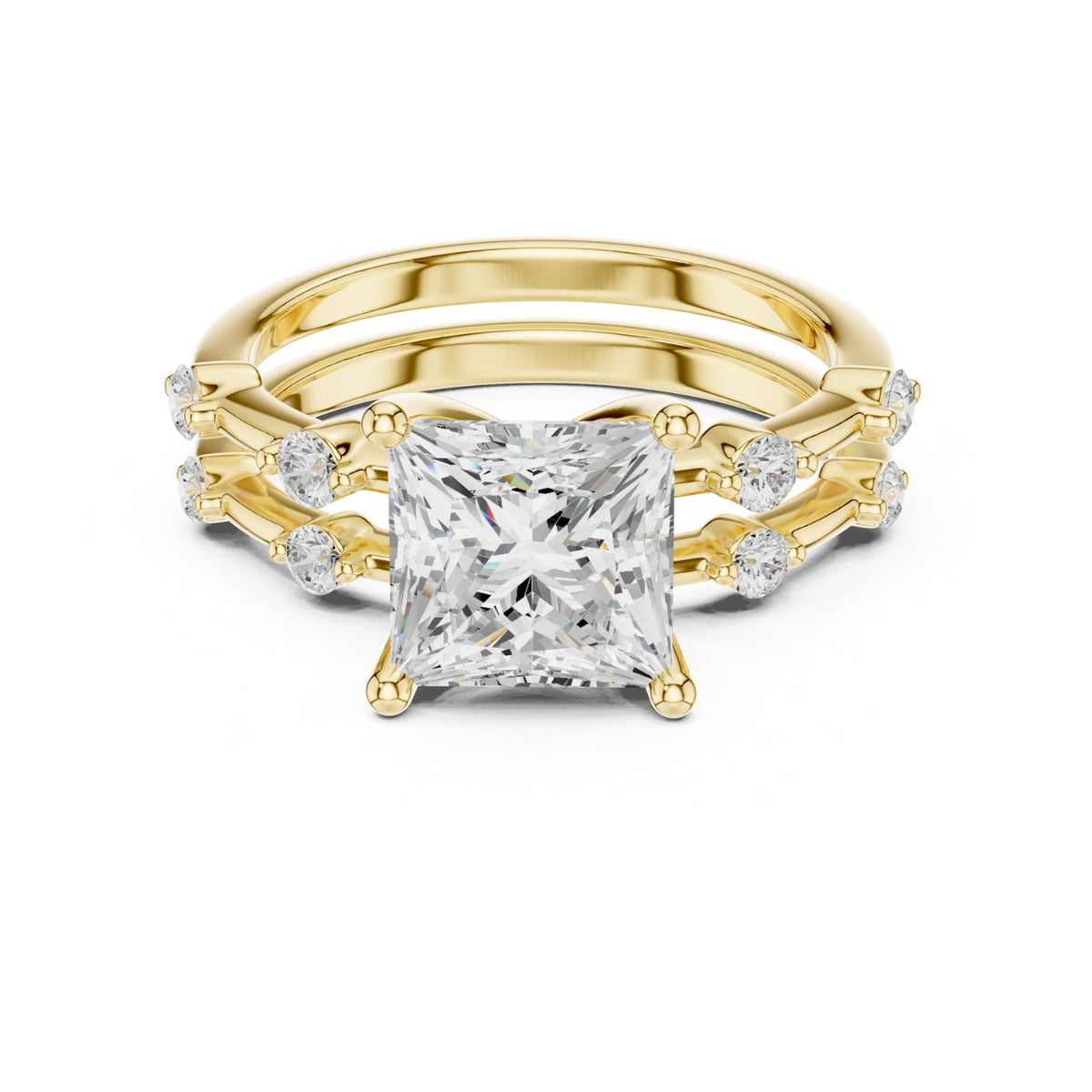 Diamond Bridal Set with Side Stones – 2.86 Carat