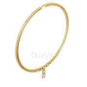 Emerald-Cut Diamond Tennis Necklace with Statement Drop