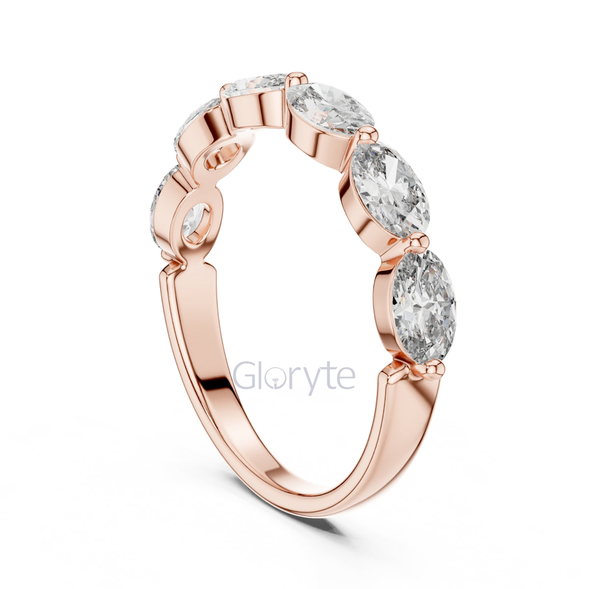 Oval Cut Half Eternity Ring