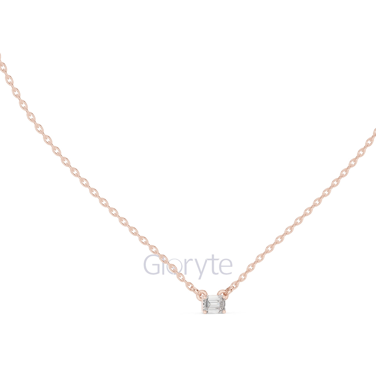 Emerald Cut Solitaire Diamond Pendant Necklace