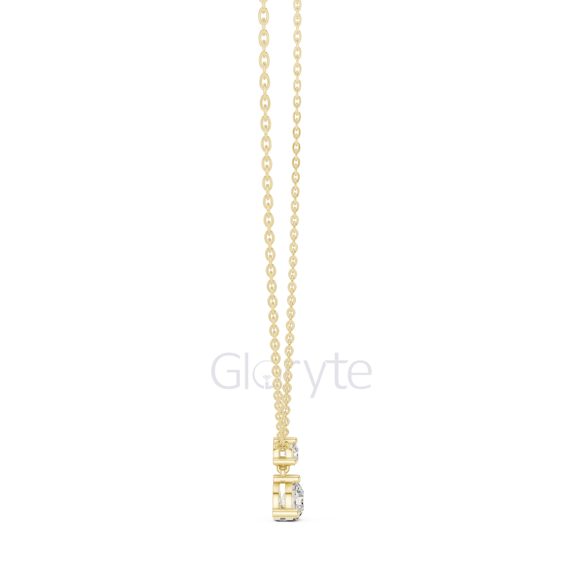 Two Stone Diamond Pendant Necklace